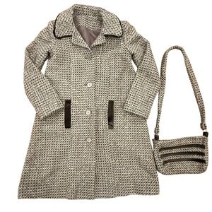 Vintage 1960s Houndstooth Coat & Purse Set - Girls Jacket Outfit - Size 8/10